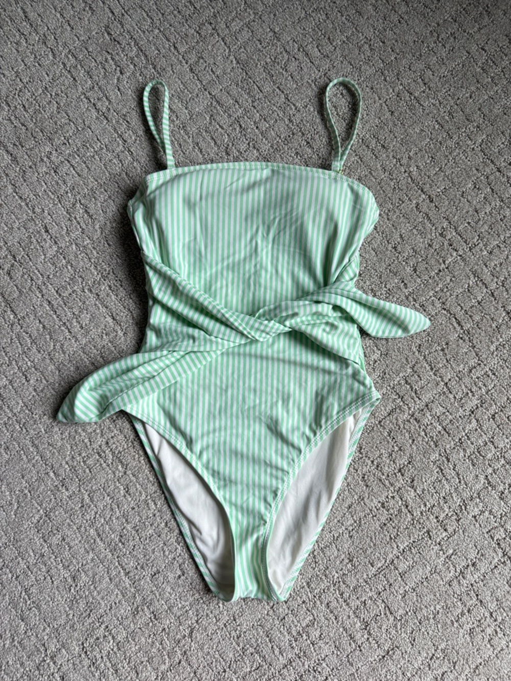 WeWoreWhat Mint & White Striped Wrap One-Piece Swimsuit